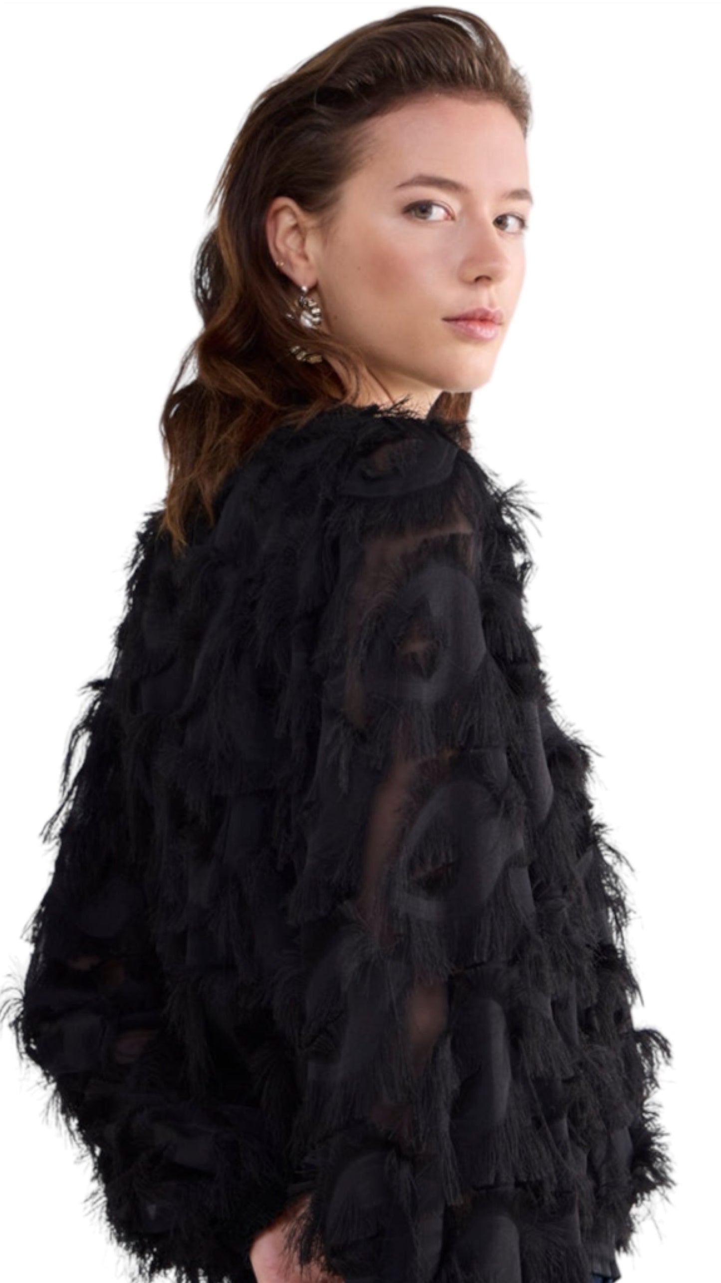 Blouse fringe Fluffy (black)