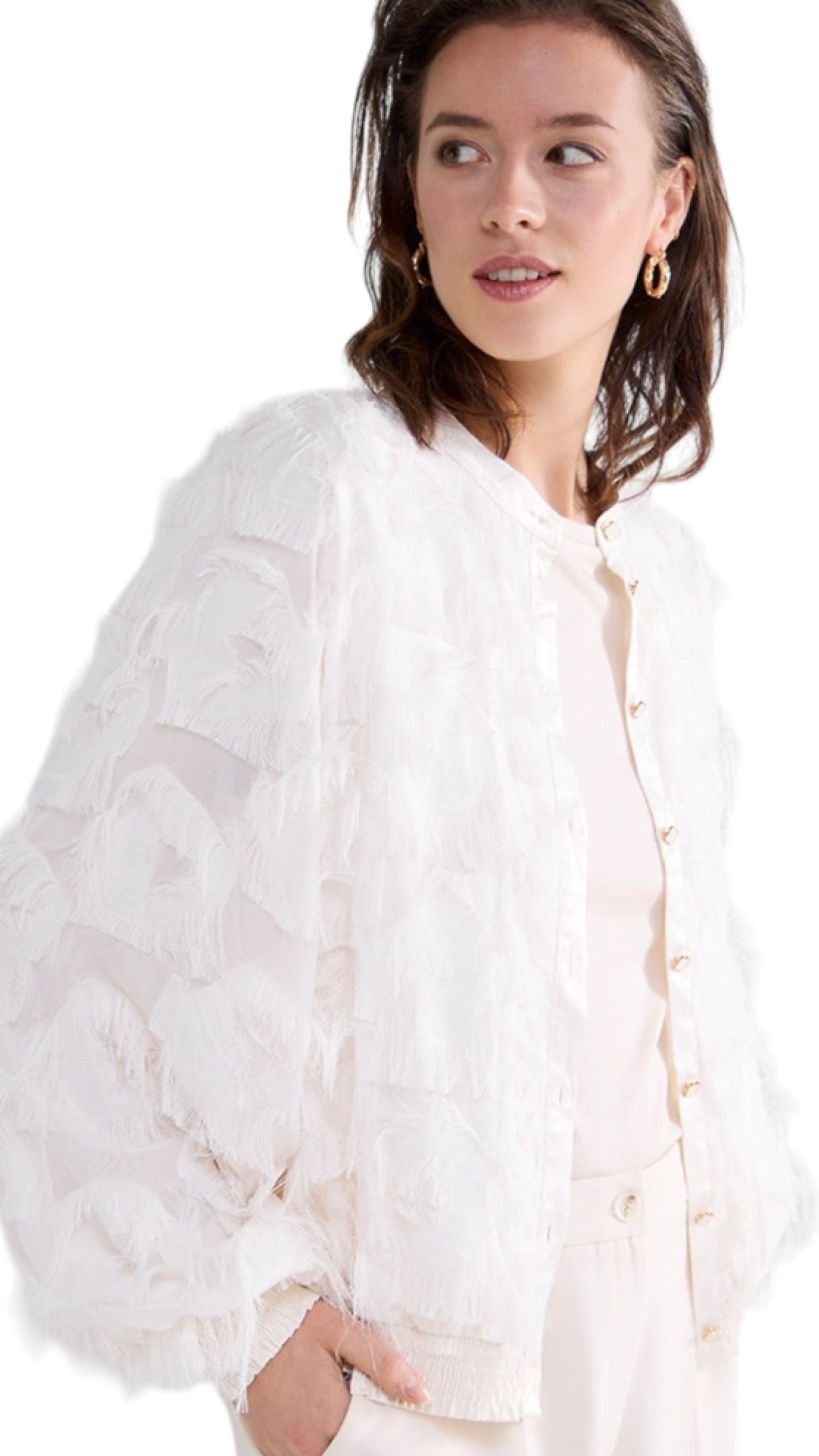 Blouse fringe Fluffy (Ivory)